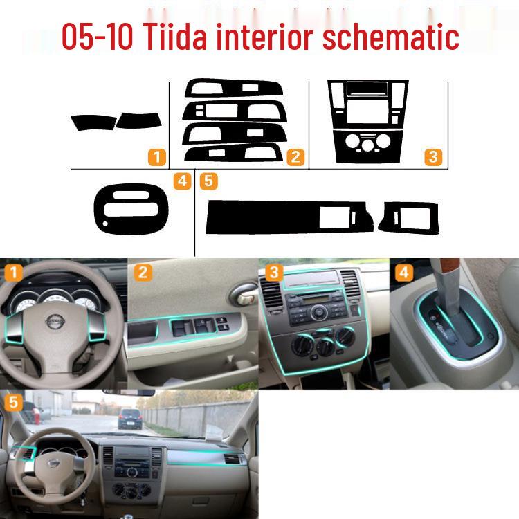 05-10 Tiida Interior Carbon Fiber Gear Console Stickers