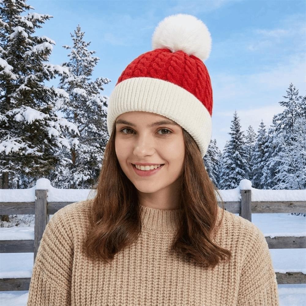 Warm Santa Beanie Hat Green Red Striped Hat Gift Christmas Knitted Hat  Adult
