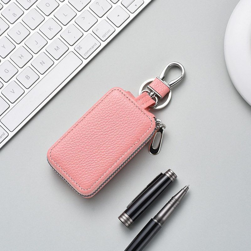 Leather Car Key Holder Pouch Men's and Women's Universal Zipper Keys Bag Organizer Gift High-end Car Key Case Cover Key Wallet