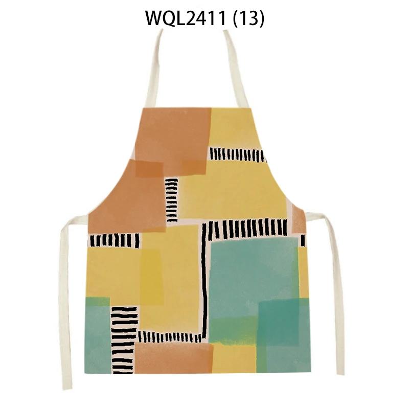 Geometry Stripe Triangles Pattern Kitchen Apron for Women Linen Bibs House Cleaning Pinafore Home Cooking Apron Accessories