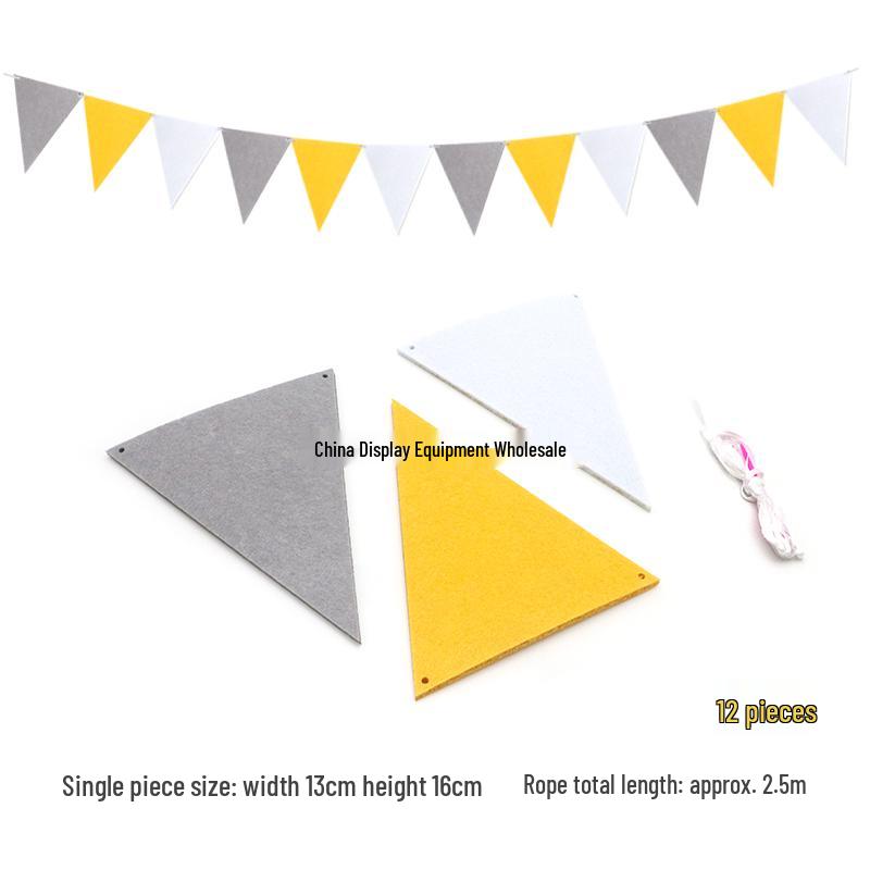 Triangle Flag Bunting for Kindergarten Decoration - Children's Room & Birthday Party Decor with Girlish Heart Design