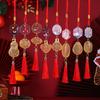 Chinese New Year Decoration Mini Golden Hollow Lantern Ornament Lucky Hanging Tassel Pendant for Fortune Wealth Success Home Kitchen Bonsai Tree Car