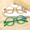 Women Retro Blue Light Blocking Reading Glasses Small Round Frame Ultralight Transparent Presbyopia +4.0 Far Sight Eyewear