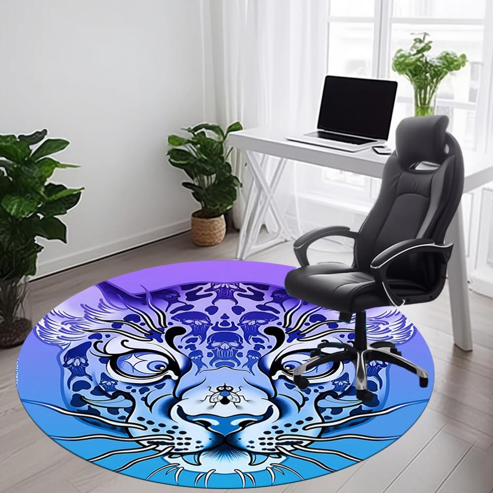 1 Stück Tigerkopf Büro Runder Teppich, Innenmatte Geeignet Für Büro, Unter Bürostühlen Schlafzimmer Wohnzimmer Heimdekoration, Raumdeko