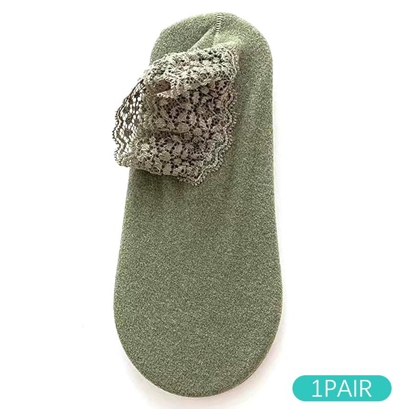 

Бархатные напольные носки с кружевом женские силиконовые нескользящие средней длины осенне-зимние супермягкие и толстые бархатные теплые свободные носки зелёный
