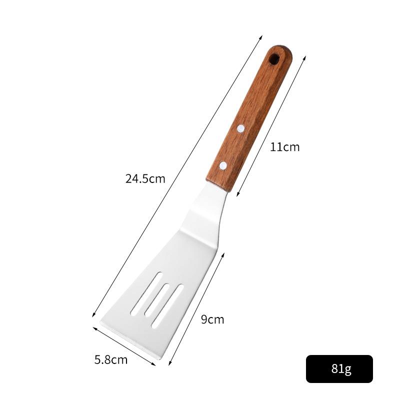 Stainless Steel Wooden Handle Cooking Spatula Steak Egg Pancake Frying Shovel Pizza Shovel Kitchen Accessories