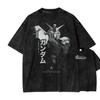 New ACID WASH TEE MOBILE SUIT Gundam Printed Tshirt Mens and Womens Washed Tshirt High Quality Vintage Cotton Tshirt