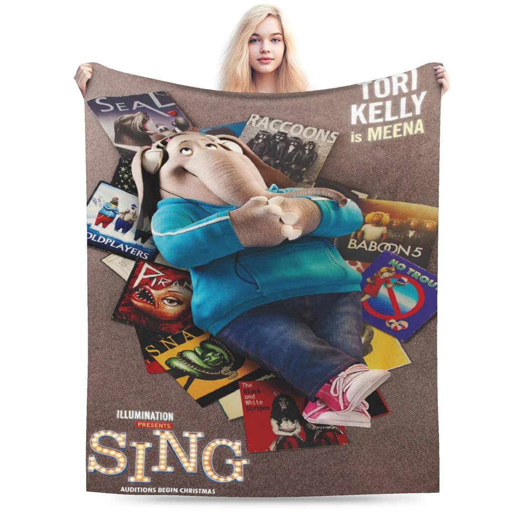 Sing 2 Kids Cartoon Movie Knitted Blanket Flannel Musical Comedy Soft Throw Blanket for Home Couch Bedspread