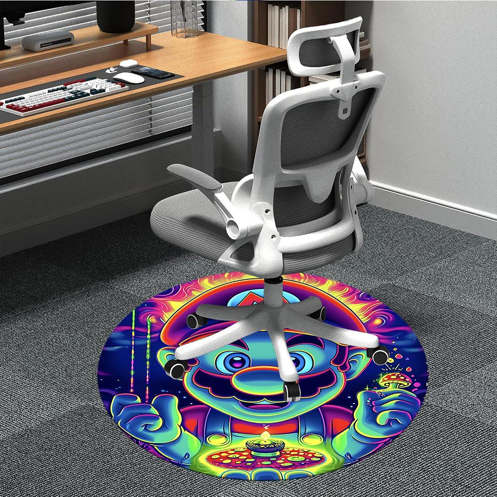 1pc Psychedelic Mario Office Round Area Rug, Under Office Chairs Bedroom Living Room Home Decor  a1022289