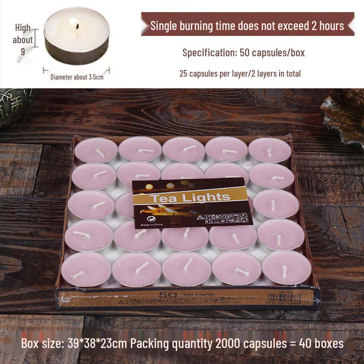 50pcs Box of Romantic Aluminum Shell Tea Candles - Creative Birthday Love Design, White Wax for Weddings & Hotels