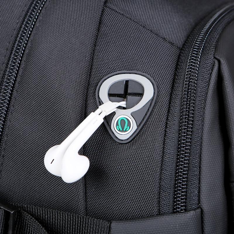 Modny Nylonowy Plecak z Portem Ładowania USB i Otworem na Słuchawki Wodoodporna Męska Torba wielofunkcyjny Podróżny Plecaki na Laptopa