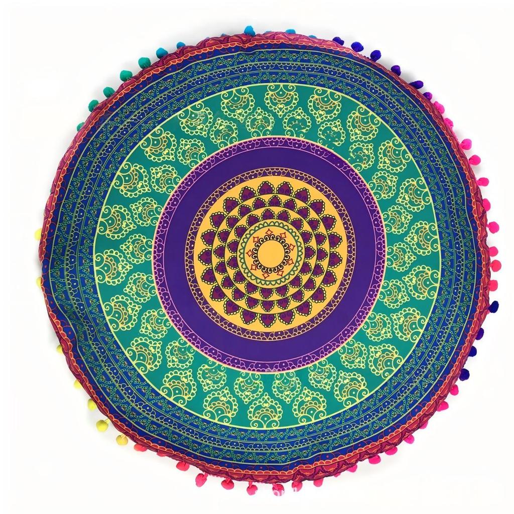 Bohemian 43cm/80cm Round Pillow Case Mandala Pattern Cushion Cover Indian Elephant Retro Meditation Floor Decorative Pillows