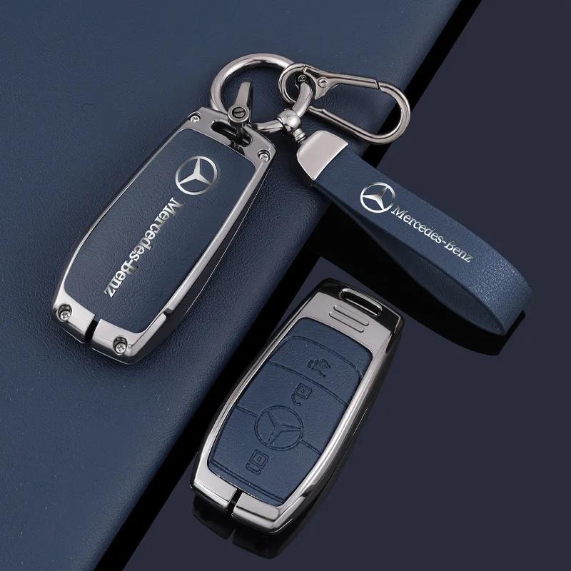 1pcs Leather Car Smart Key Case Cover Shell Fob Holder For Mercedes Benz A B C E S R-Class C43 CLA GLB GLC GLK SLK SL Vito W20