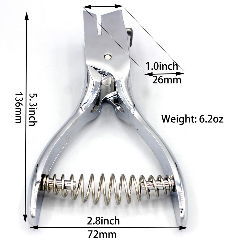 Kucaa Metal Silver Handheld Slot Hole Punch Pliers for PVC and Photo ID Cards Cards, Badges, (15x3mm)