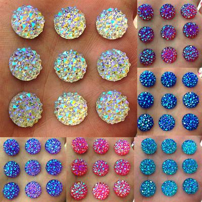 DIY 40Pcs 12mm Round AB Resin Flatback Rhinestones for Phone Wedding Crafts