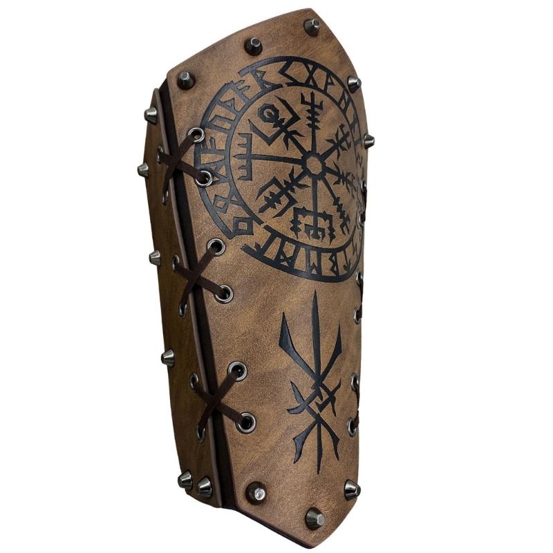 Medieval Wristband Men Cosplay Totems Embossed Bracer Gauntlet for Men Cosplay PU Wristband for Photoshoots and Stage