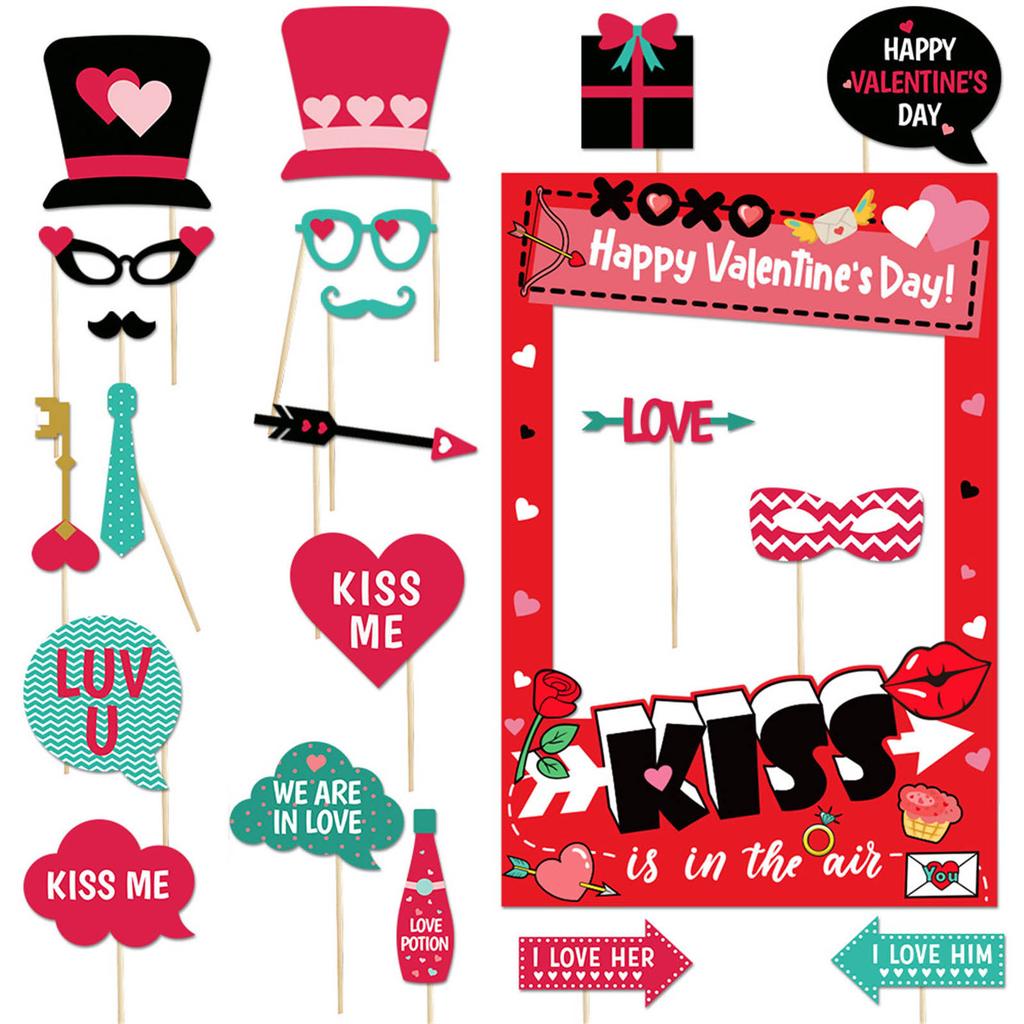 Celebrate Valentine's Day Eve with Photo Booth Properties Accessory Picture Frame for Fun Party Photos Decoration