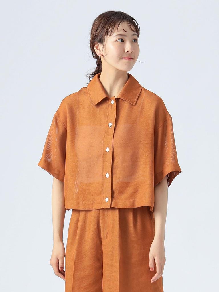 Beams Heart Mesh One Size Women's S/S Shirt, Camel,