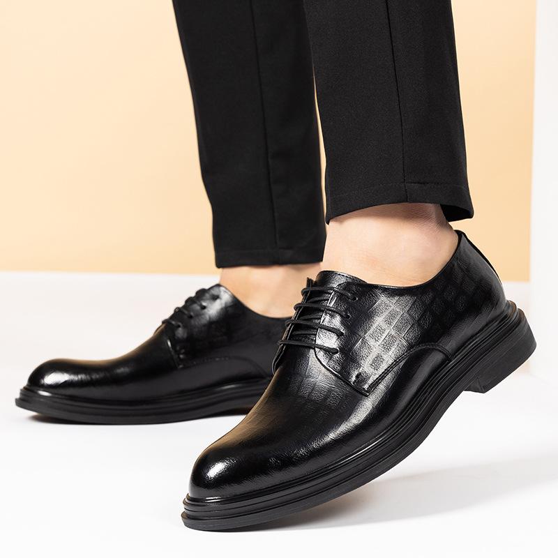 Heel Spring Autumn Men'S Leather Dress Shoes Fashion Casual New Designer Hollow Height Casual Platform Shoes Man