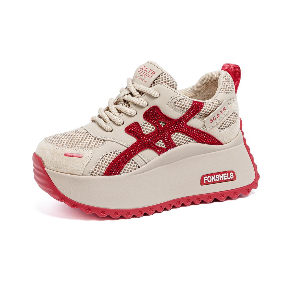 Thick-soled small Forrest Gump shoes women's 2025 autumn new light luxury explosion casual fashion heightening sports little white shoes