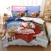 Vrolijk Kerstfeest 3D Geprint Dekbedovertrek Kussensloop Beddengoed Set Twin Full King voor Kinderen Volwassenen Slaapkamer