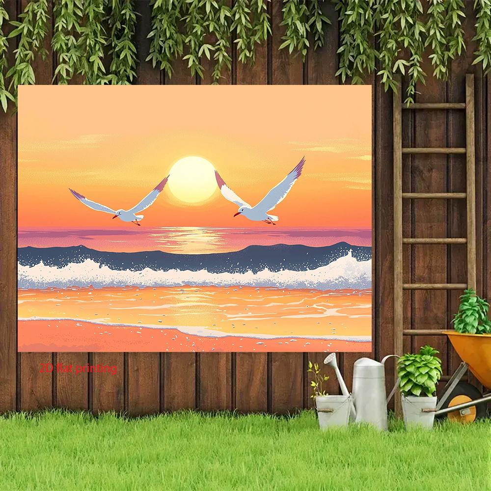 2D plane 1 piece sunset scene seagulls soaring in the sky background fabric indoor and outdoor celebration activities
