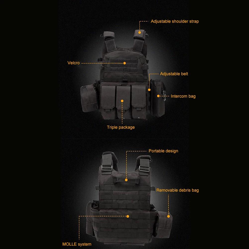 Chaleco de Pecho de Nailon Chaleco Molle Multifuncional Camuflaje Chaleco Molle Ajustable Hombres Mujeres Equipo de Combate para Ciclismo al Aire Libre