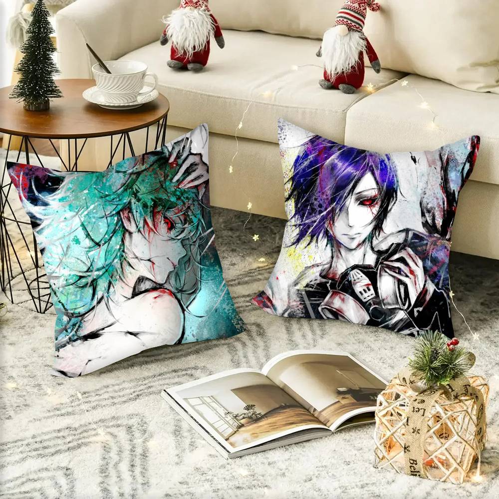 Colorful Ink Wash Anime Tokyo Ghoul Pillow Case Square Pillow Bedroom Sofa Leisure Comfort Cushion Car Home Decoration