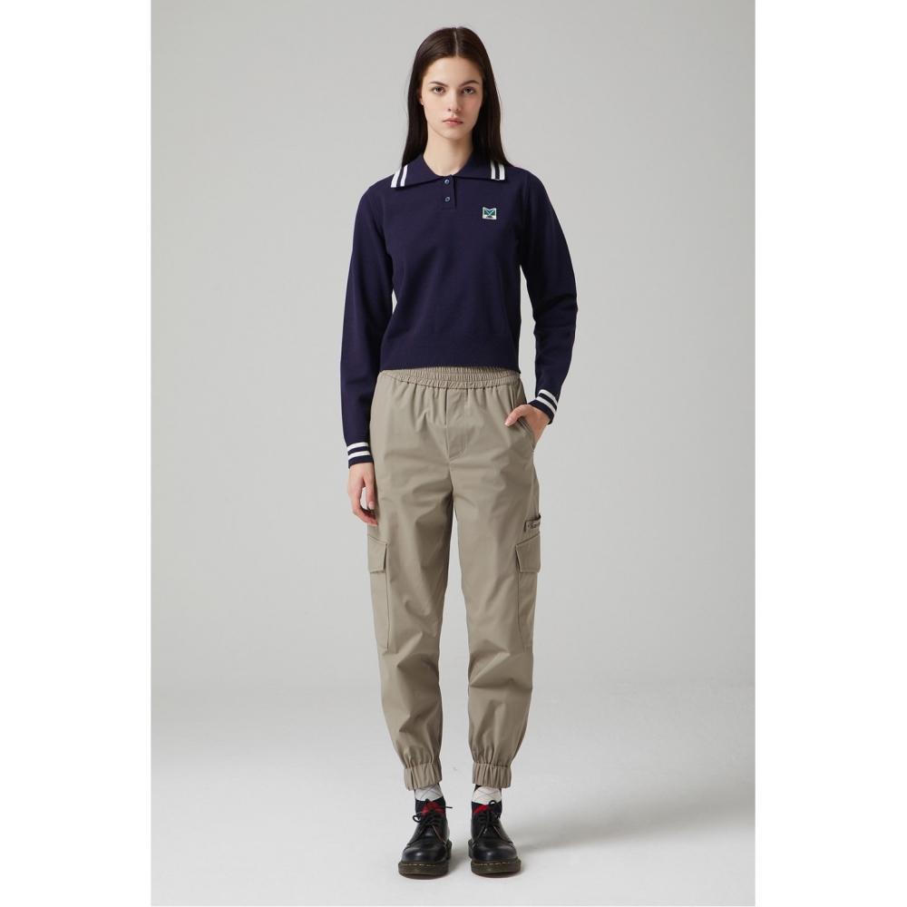 

LUCKYMARCHE Трикотажное поло с полосатым воротником (для женщин)_QWWAX22541NYX