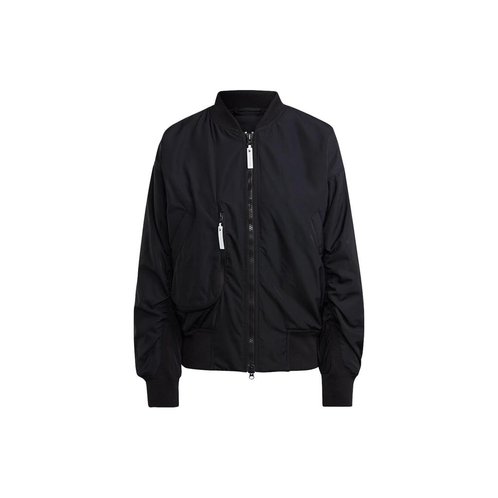 Adidas X Stella McCartney Pure Color Badge Logo Bomber Jacket Women Outerwear Black IP1370