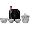 Ruyao Kuaike Cup Ceramic One Pot Three Cups, Car Mounted, Outdoor Hand Drawn, Simple Portable Bag, Travel Kung Fu Tea Set