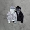 DRIPX New Checked Cloth Double-Sided Letter Embroidery American Retro Street Casual Zipper Cardigan Sweater Ins Style