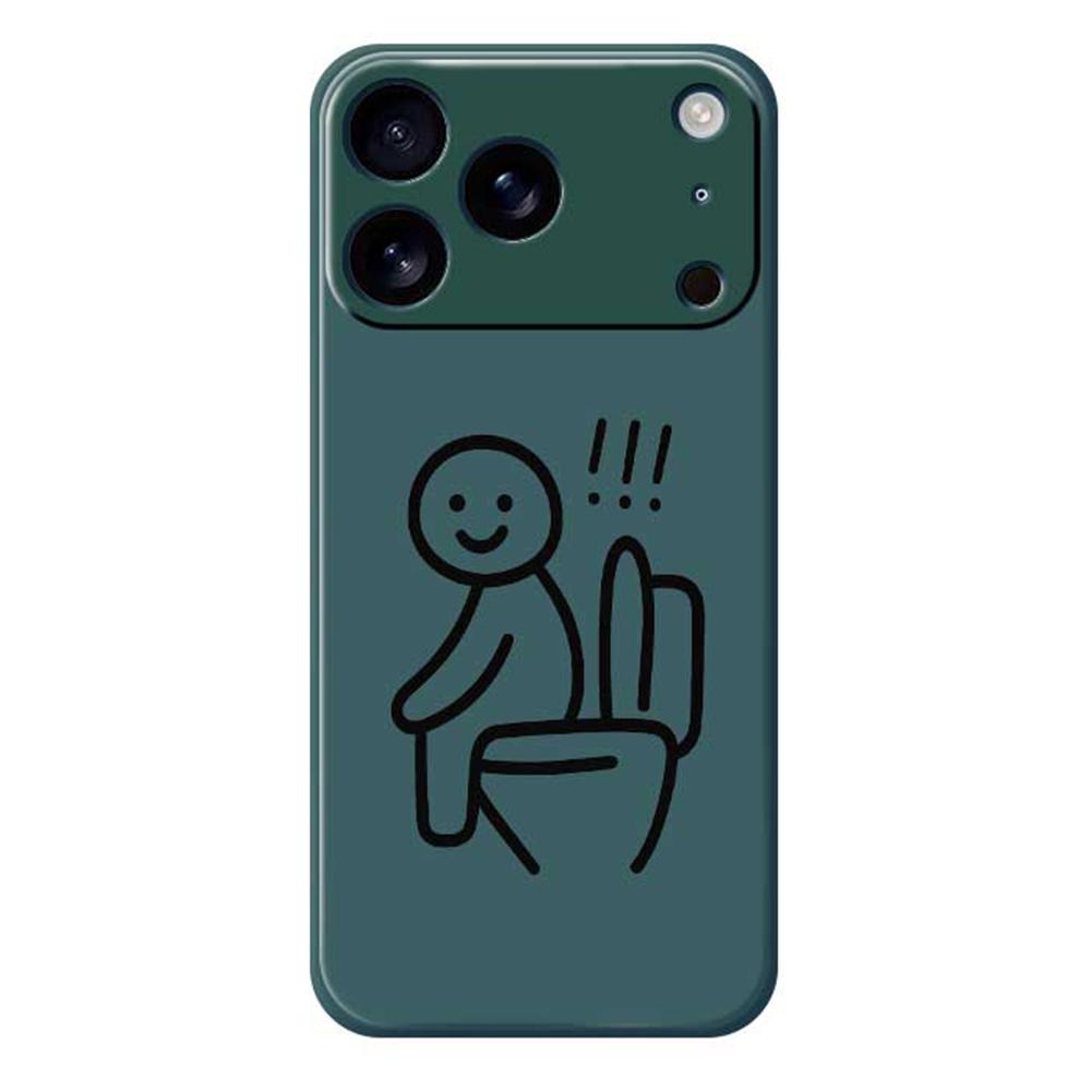 For iPhone 17 Pro Max Case Stickman Toilet Pattern Printing Straight Edge TPU Phone Back Cover