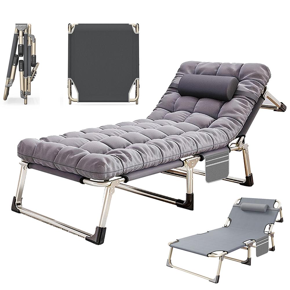 Folding Single Bed Portable Home Office Outdoor Nap Cot Multifunction Recliner Lightweight Easy Storage