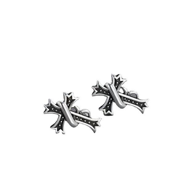 Trendy men's earrings, stylish and unique cross-shaped single earring for cool men