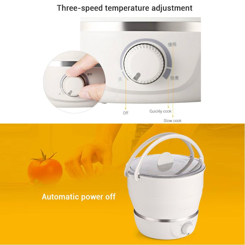 Foldable Electric Hot Pot, Multi-functional Electric Stew Pot and Electric Kettle, Portable Travel Cooker