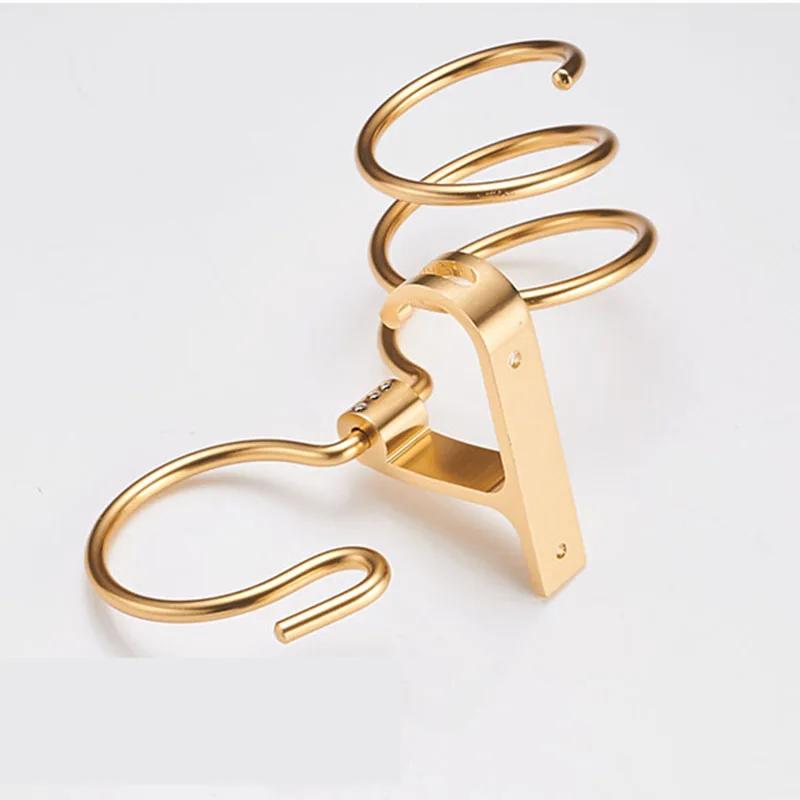 Haartrocknerhalter mit Becher Haushalte Ablage Haarfönregal Metall Wandmontage Badezimmerzubehör Gold Haartrocknerständer Bad