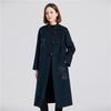 Fengxun Women's Chinese Style Embroidered Double-Faced Pure Wool Long Coat