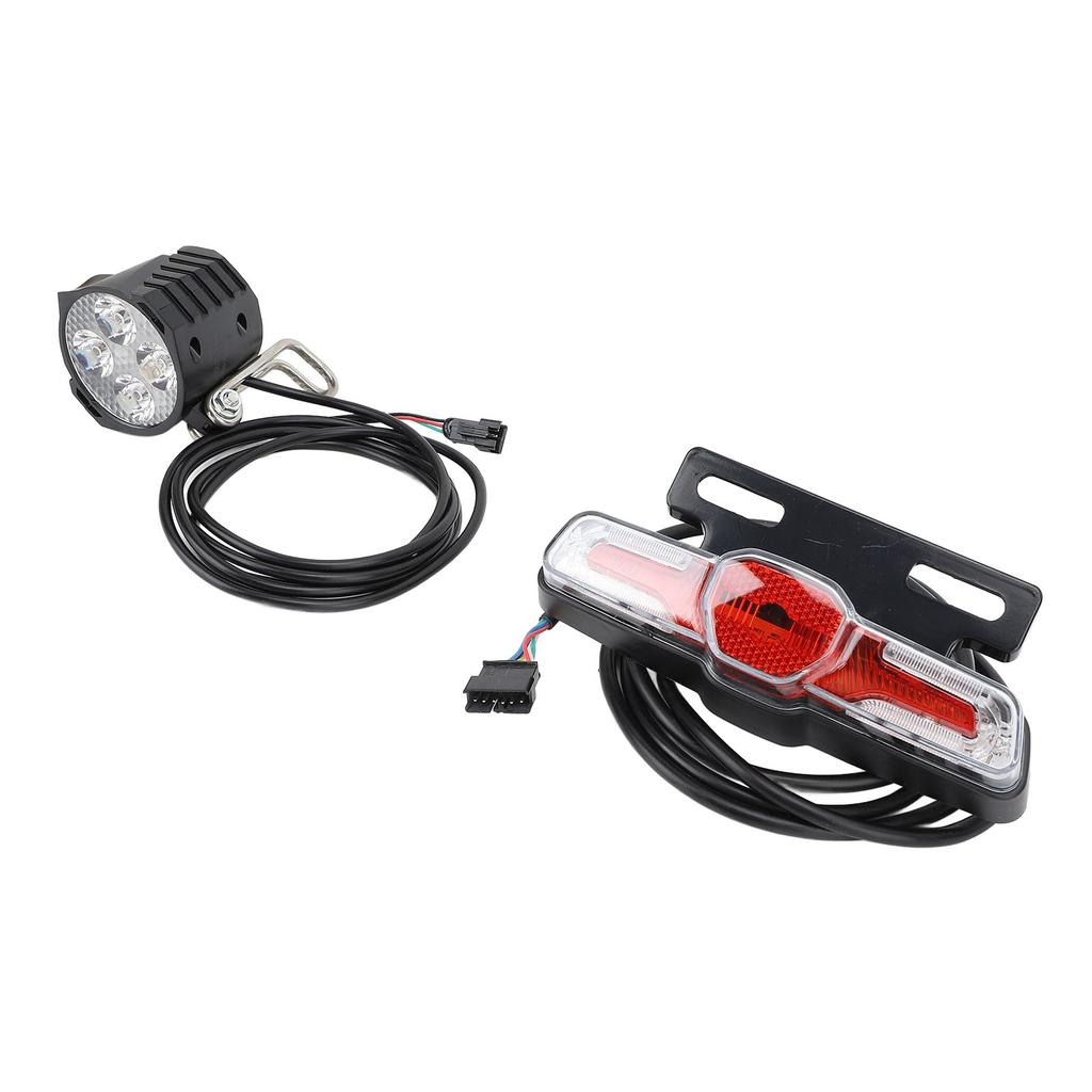 Electric Bike Light Kit High Visibility LED Headlight and Turn Signal Rear Light with Switch 24‑48V