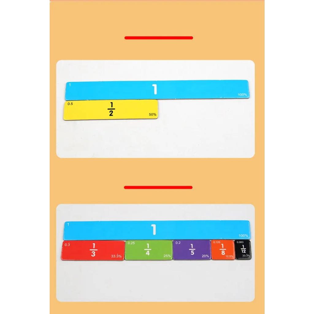 Montessori Fraction Learning Math Toy Arithmetic Teaching Aids Paper Card Early Educational Toys for Children Christmas Gifts