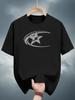 T-shirt with Lightning Bolt & Star Print - Black Casual Summer Tee