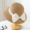 Sunscreen straw hat seaside beach hat, Japanese and Korean polka dot bow straw hat sun hat big brim bucket hat women