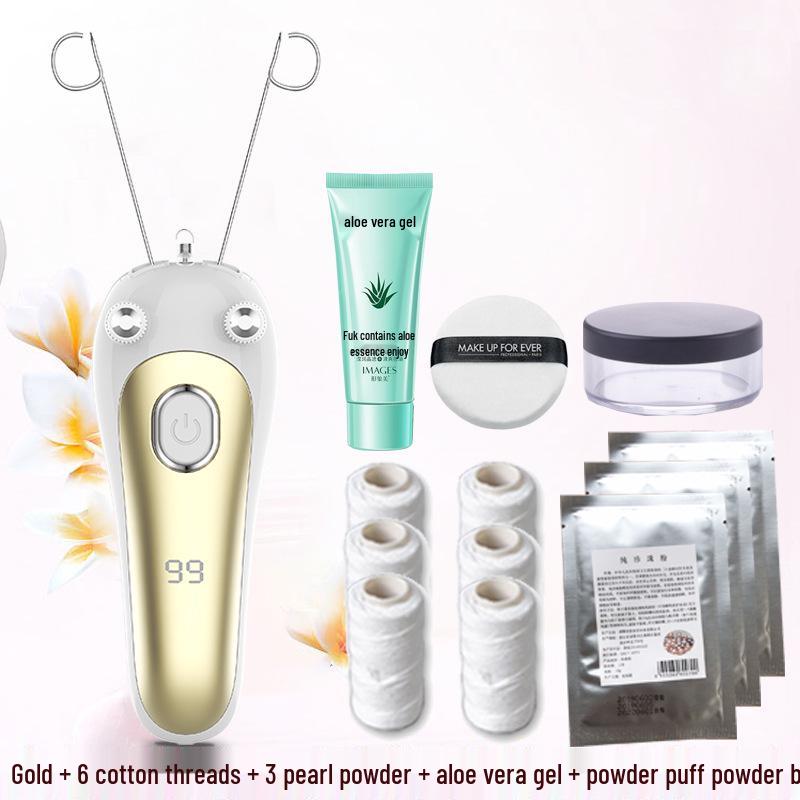 Rechargeable Facial Hair Removal Threading Device with Tweezers