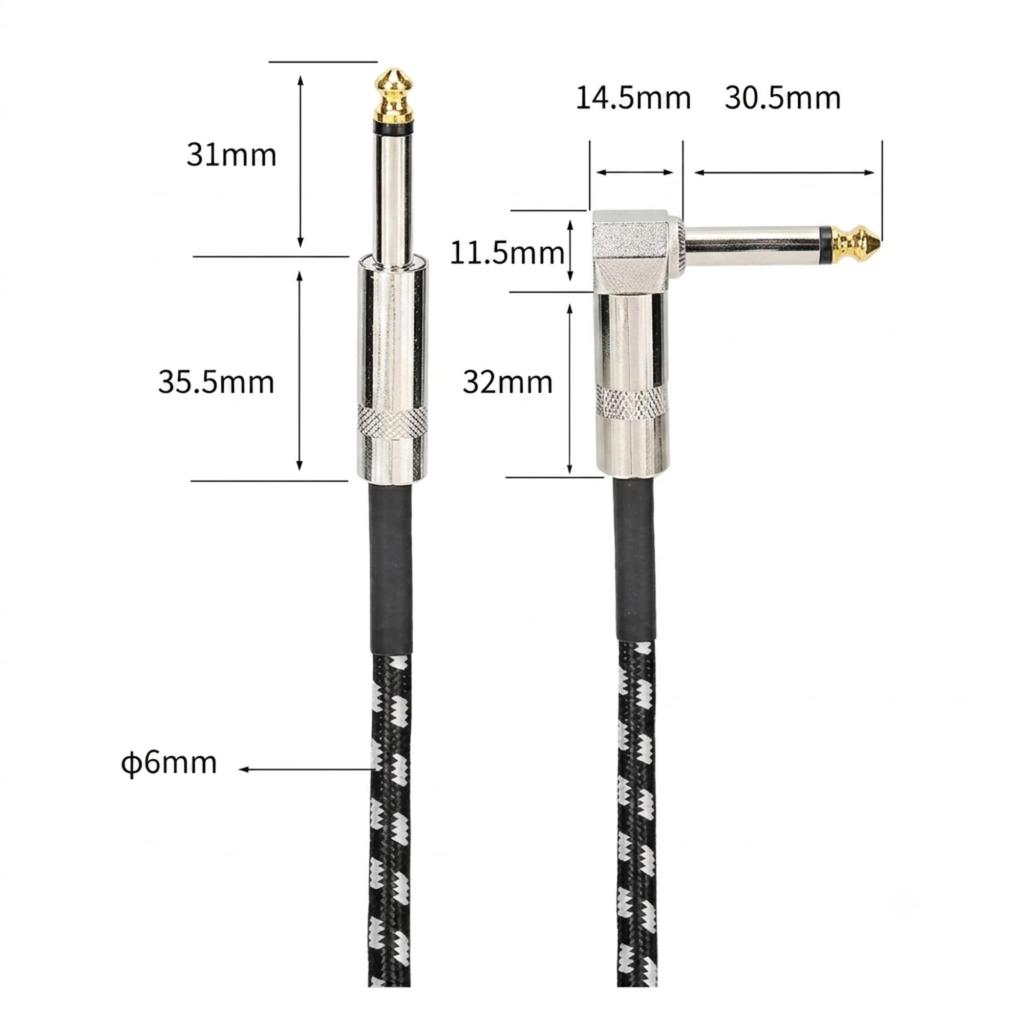 Melinoa Guitar Standard Plug Cable, 3m, Single/L, 6.35mm