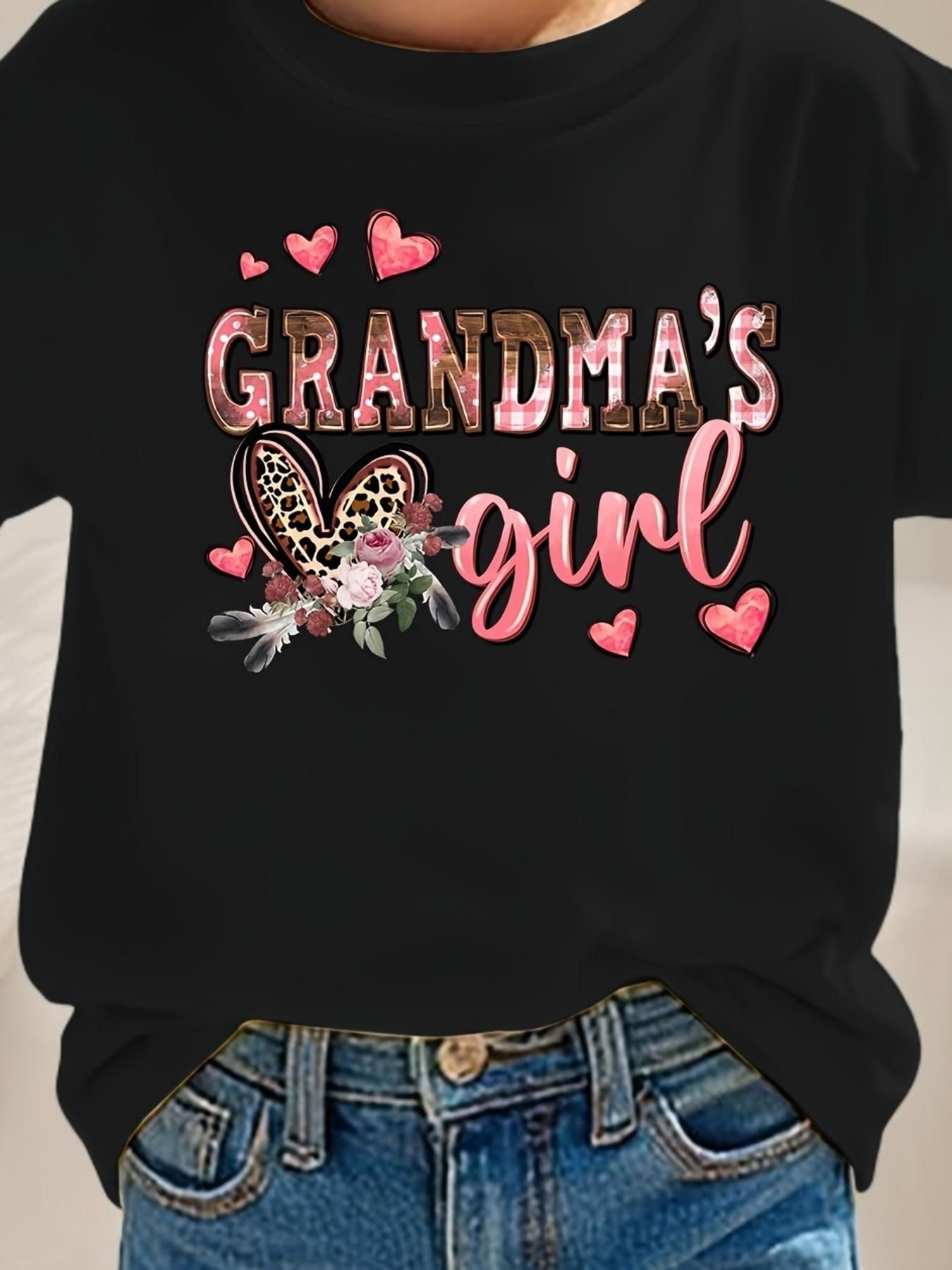 NYDX4092 Summer Fashion Girls Short Sleeve T-Shirt GRANDMA s GIRL Letter Print Casual Top S разноцветный