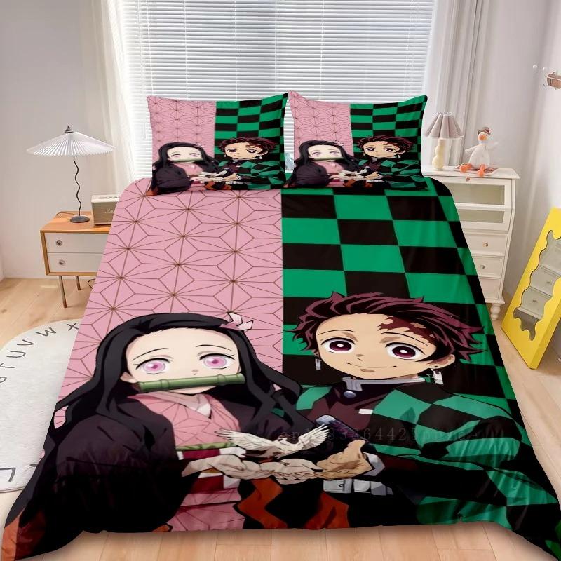 Dynetrekk Demon Slaye 3D Utsøkt Muichiro tokito Anime Digitaltrykk Sengetøy Sett Dyne Seng Ungdom Hjem Dekor Gutt Gave