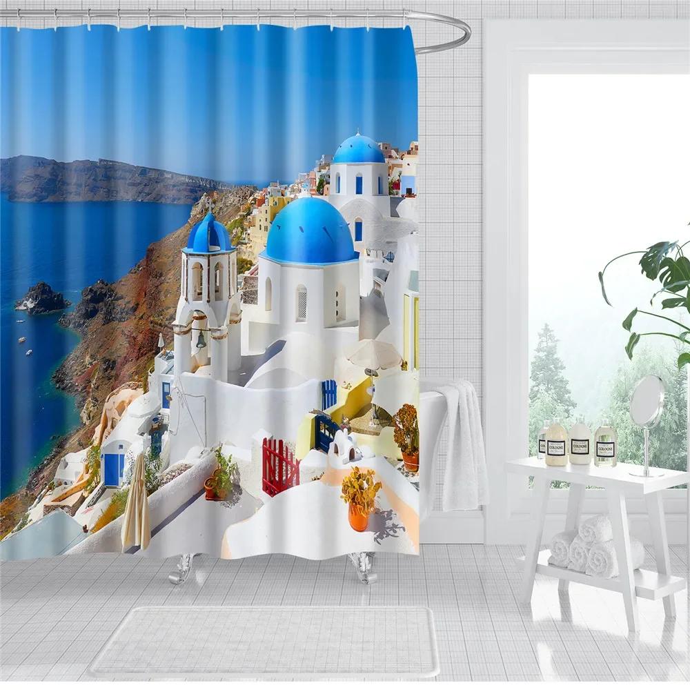 

Paris Tower 3D Fabric Shower Curtains Bathroom Curtain Scenery Country Street Prints Bath Screen With 12 Hooks Home Decor W90*H180(CM)-1 Pcs