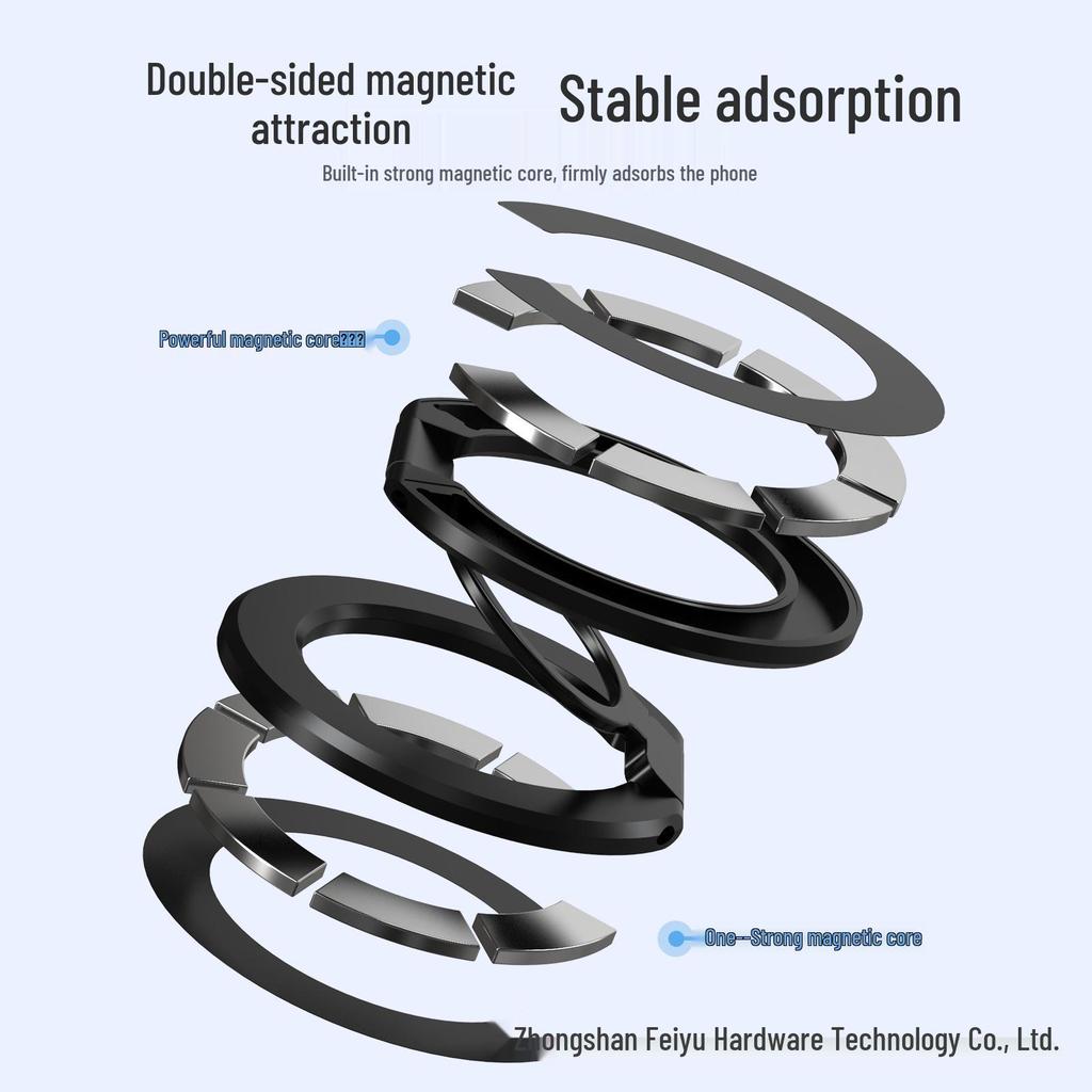 Dual-Sided MagSafe Magnetic Phone Holder with Aluminum Alloy Ring Stand