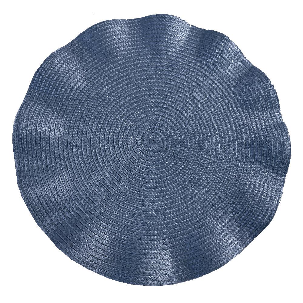 Set of 6 Round Placemats with Weave Design Heat-resistant Table Mats Washable with Corrugated Edge Non-slip Dining Table Mats