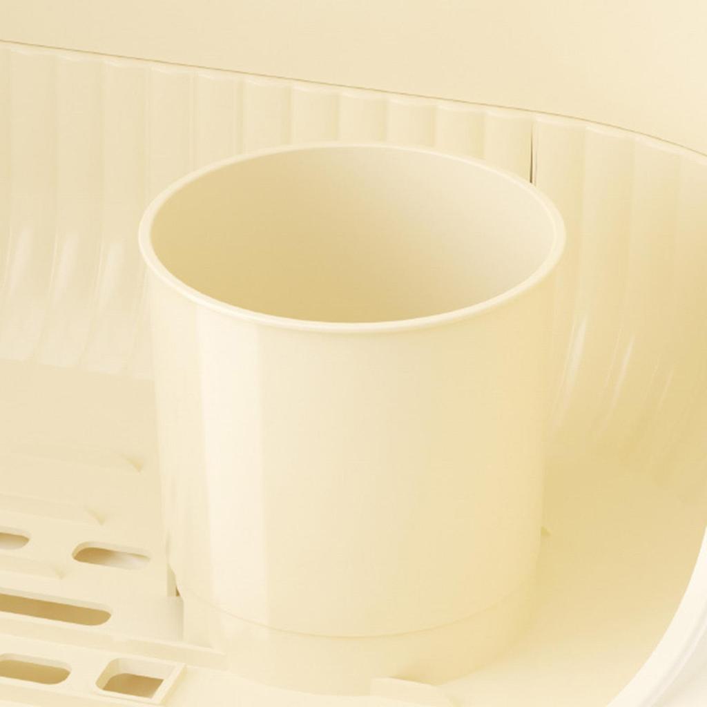 PP Plastic Desktop Dish Bowl Drying Rack with Drain Tray Cup Hanger Kitchen Organizer for Plates Spoons Storage